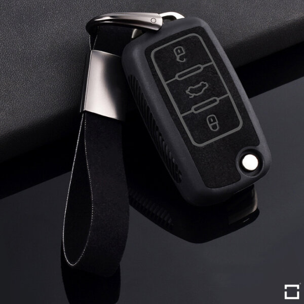 Étui en cuir pour clés de voiture Seat / Skoda / VW (type V2) | Carocase Premium Coque de protection clé voiture étui de luxe