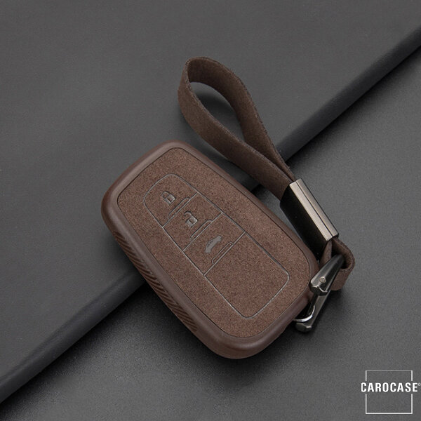 Silikon Alcantara Schutzhülle passend für Toyota Schlüssel + Lederband + Karabiner  SEK12-T6 Premium Autoschlüssel Schutzhülle - Detailansicht 3