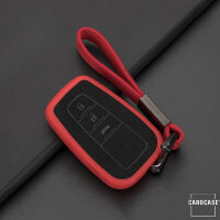 Silikon Alcantara Schutzhülle passend für Toyota Schlüssel + Lederband + Karabiner  SEK12-T6