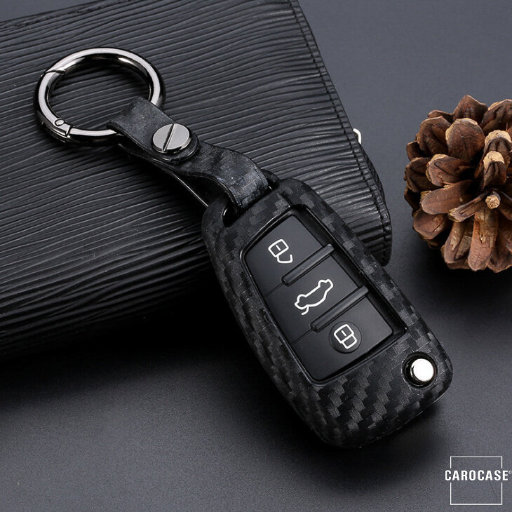 Silikonové pouzdro s karbonovým vzhledem pro klíče od auta Audi / VW (typ AX3) | Carocase Premium Premium kožené pouzdro na klíče od auta