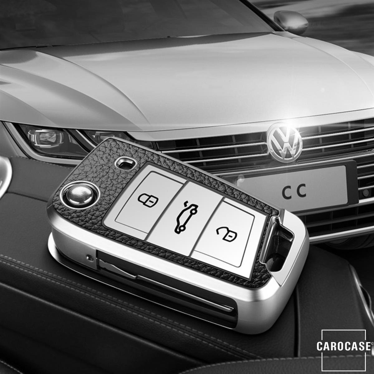 Læderetui til Audi / Seat / Skoda / VW bilnøgler (type V3) | Carocase Premium Premium læderetui til bilnøgler dæksel