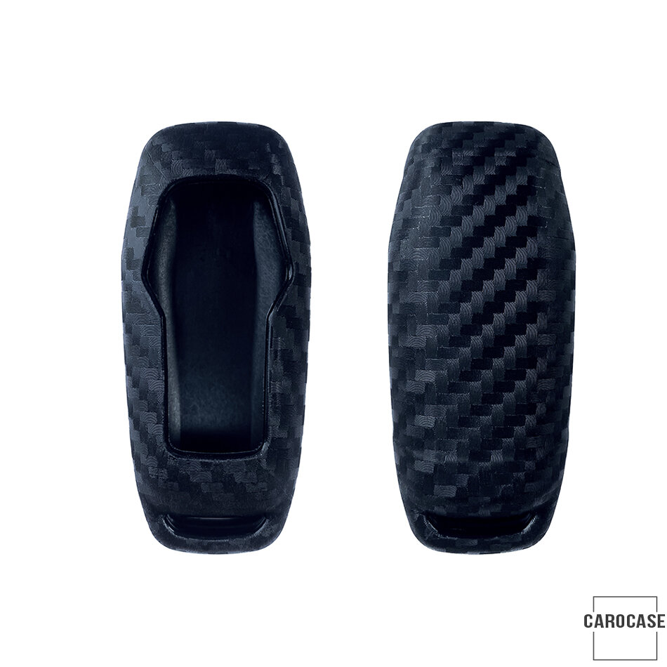 Silikon Carbon-Look Schlüssel Cover passend für Ford Schlüssel schwarz SEK3-F3 Premium Autoschlüssel Schutzhülle - Detailansicht 2