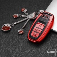 Silikon Leder-Look Schlüssel Cover passend für Audi Schlüssel  SEK13-AX4