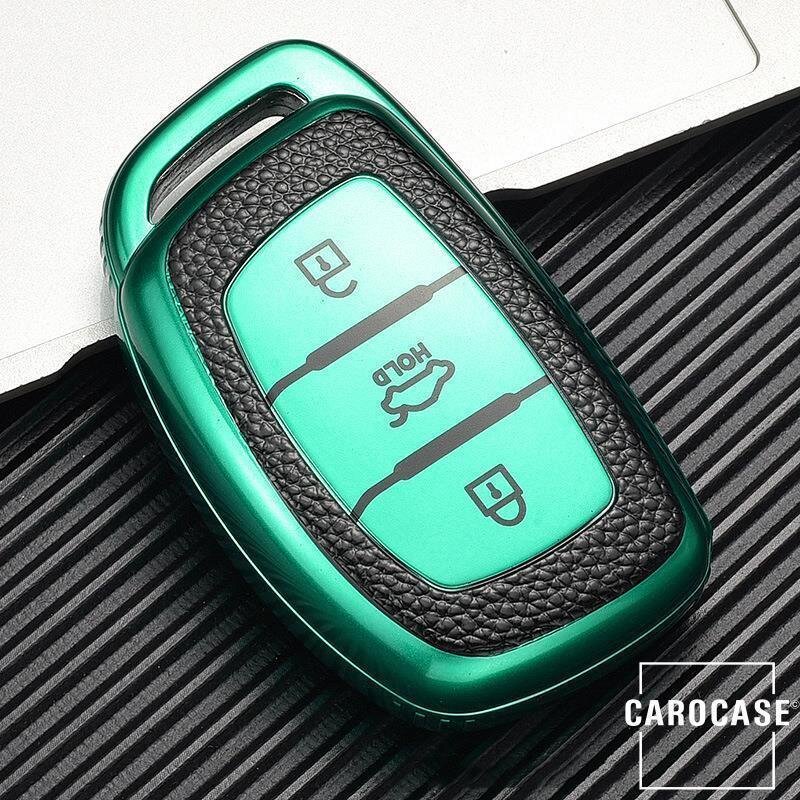 Silikon Leder-Look Schlüssel Cover passend für Hyundai Schlüssel  SEK13-D1