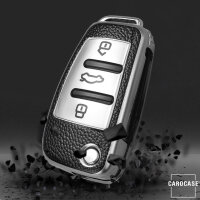 Silikon Leder-Look Schlüssel Cover passend für Audi Schlüssel  SEK13-AX3