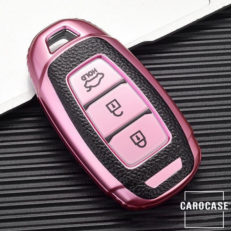 Silikon Leder-Look Schlüssel Cover passend für Hyundai Schlüssel  SEK13-D9