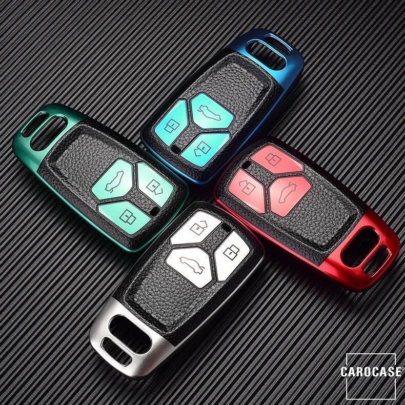 Silikon Leder-Look Schlüssel Cover passend für Audi Schlüssel  SEK13-AX6 Premium Schutzhülle Autoschlüssel Case