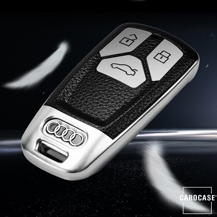 Silikon Leder-Look Schlüssel Cover passend für Audi Schlüssel  SEK13-AX6 Premium Autoschlüssel Schutzhülle - Detailansicht 3