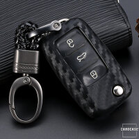 Carbon-look silicone case for Seat / Skoda / VW car keys...