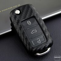 Carbon-look silicone case for Seat / Skoda / VW car keys (type V2) | Carocase Premium