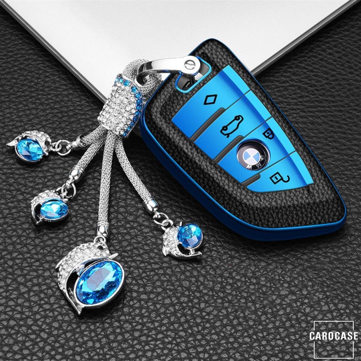 Silikon Leder-Look Schlüssel Cover passend für BMW Schlüssel  SEK13-B7
