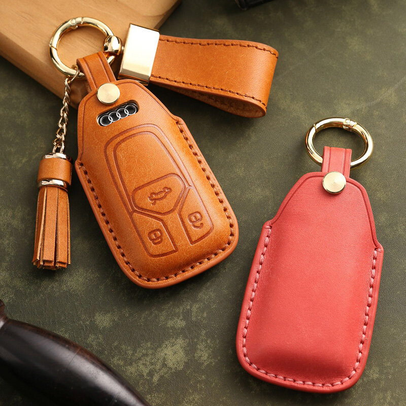 Leder Hülle für Audi Autoschlüssel (Typ AX6) | Carocase Premium Premium Autoschlüssel Schutzhülle - Detailansicht 2