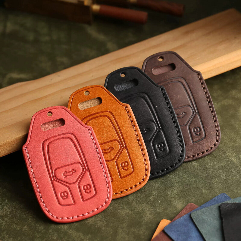 Leder Hülle für Audi Autoschlüssel (Typ AX6) | Carocase Premium Premium Autoschlüssel Schutzhülle - Detailansicht 3