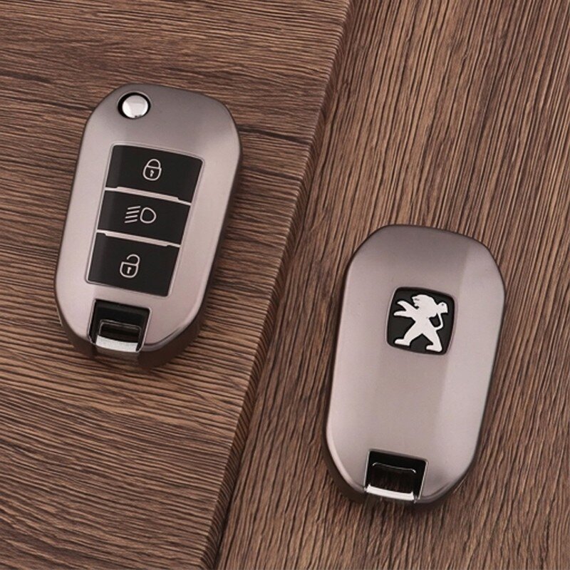 Мек TPU предпазен калъф за ключове за кола Citroen / Opel / Peugeot (тип P3) в цвят Gunmetal с ключодържател | Carocase Premium Премиум калъф за ключове - Детайлен изглед 2