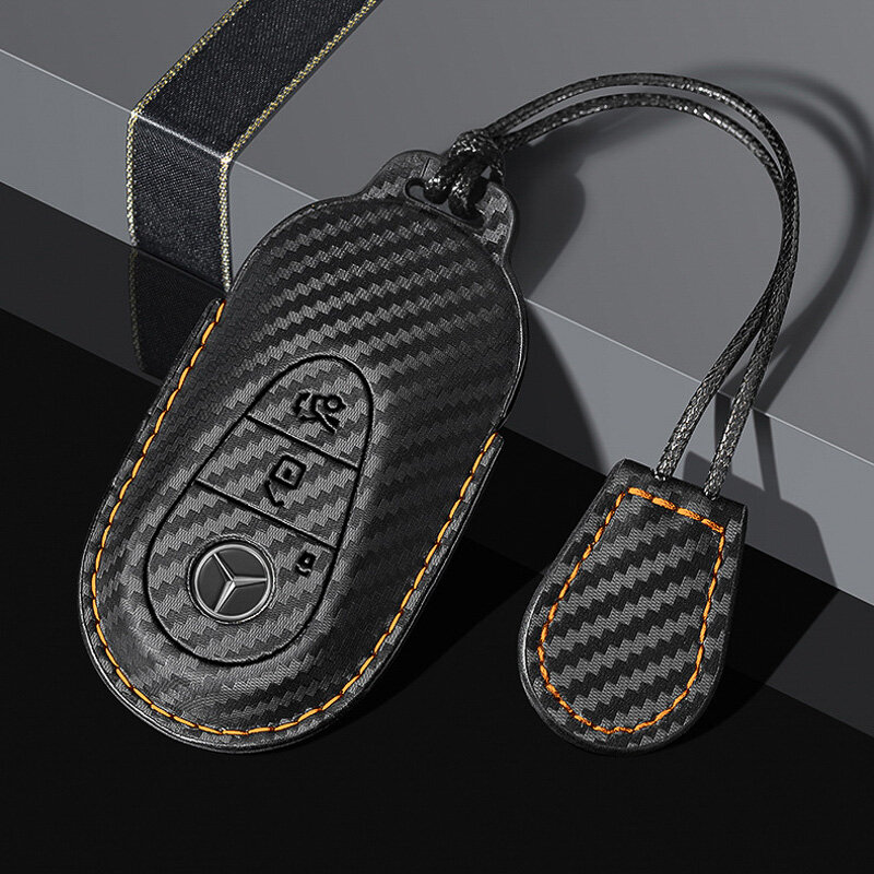 Carocase Θήκη Κλειδιού Carbon για κλειδιά αυτοκινήτου Mercedes Benz (Τύπος M11) | Premium δερμάτινη προστατευτική θήκη carbon-look