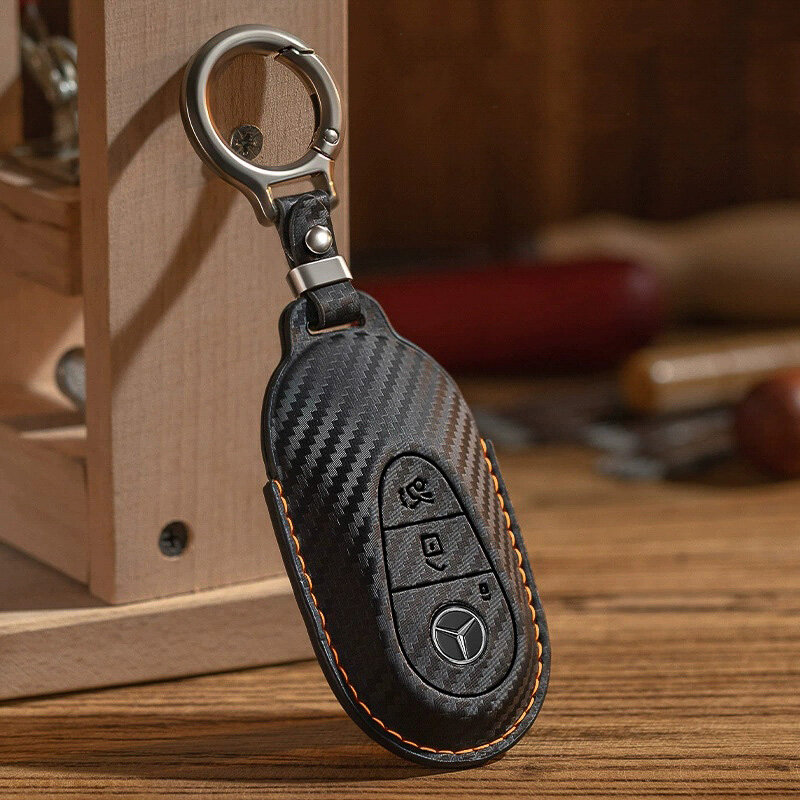 Carocase Θήκη Κλειδιού Carbon για κλειδιά αυτοκινήτου Mercedes Benz (Τύπος M11) | Premium δερμάτινη προστατευτική θήκη carbon-look