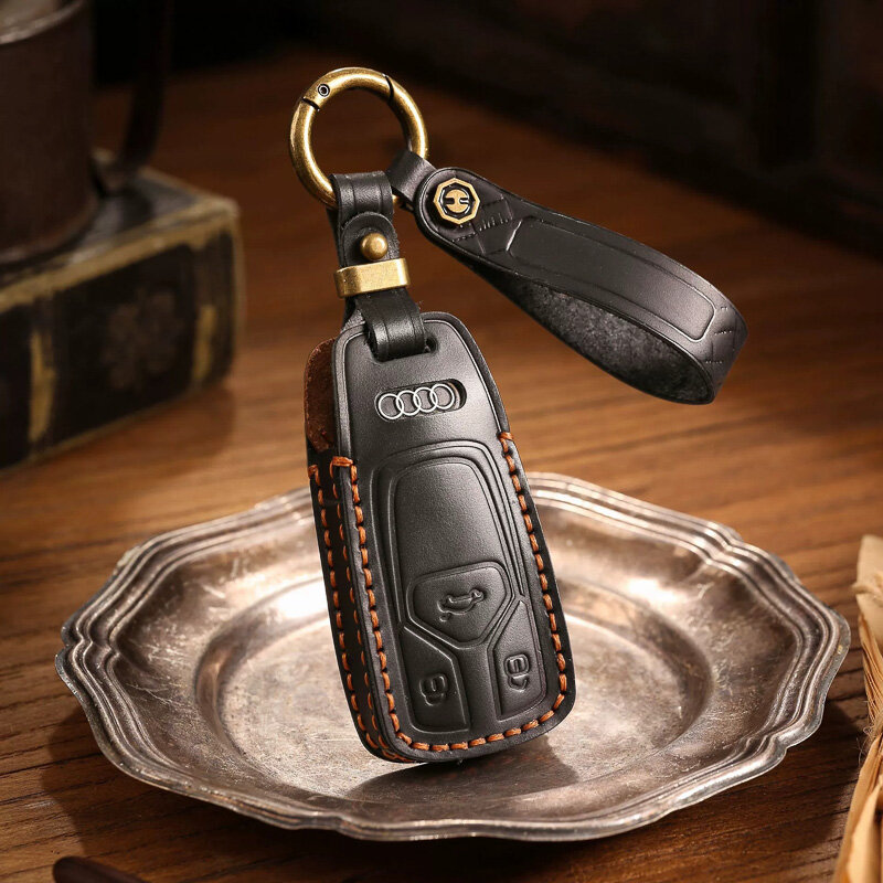 Carocase Handgefertigte Leder Schlüsselhülle für Audi Autoschlüssel (Typ AX6) | Premium Echtleder-Schutzhülle Premium Schutzhülle Autoschlüssel Case
