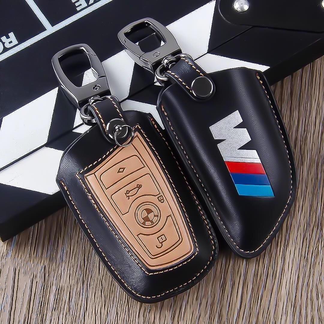 Coque de protection en cuir pour voiture BMW clé télécommande B4, B5 Coque de protection clé voiture étui de luxe
