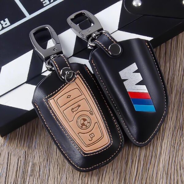Coque de protection en cuir pour voiture BMW clé télécommande B4, B5 Coque de protection clé voiture étui de luxe
