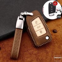 Premium Leder Cover passend für Volkswagen, Skoda,...