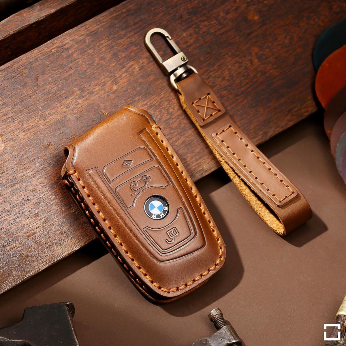 Funda de piel para llaves de coche Audi / Seat / Skoda / VW (tipo B5) | Carocase Premium