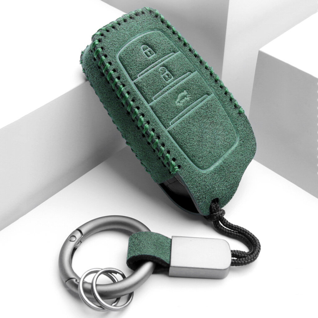 Cover Per Chiavi Auto In Pelle Alcantara Compatibile Con Toyota - Protezione Copri Telecomando (LEK69) Incl. Moschettone + portachiavi (LEK69-T4) Custodia copri-chiave auto - Vista dettagliata 2