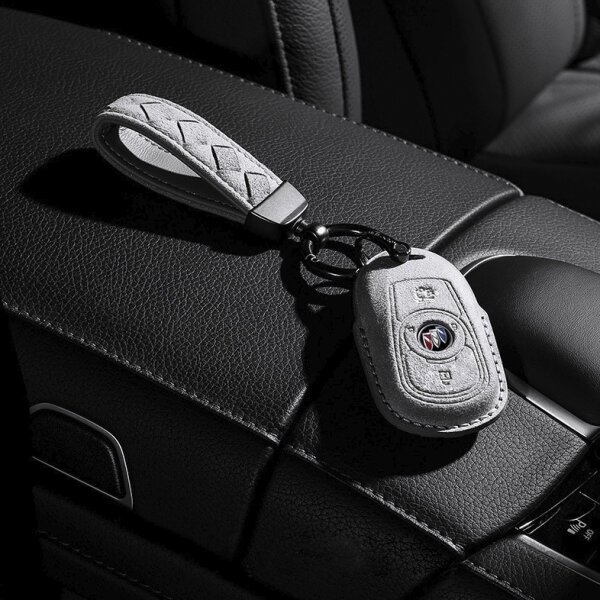 Funda protectora de cuero alcantara para llaves Opel incluye llavero (LEK72-OP15) Funda de llave de coche protectora carcasa estuche