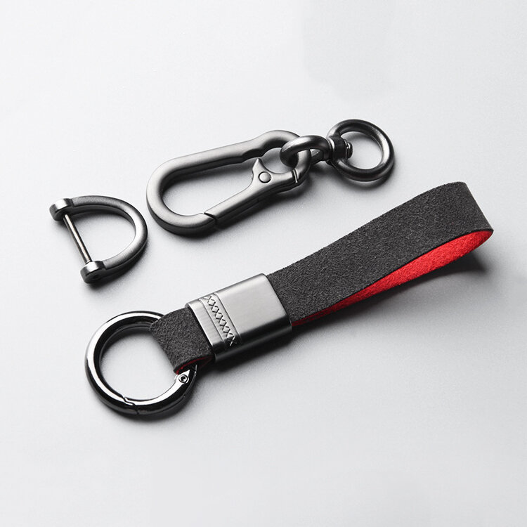 Funda protectora de cuero alcantara (LEK76) para llaves Volkswagen, Skoda, Seat incluye llavero - negro