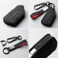Funda protectora de cuero alcantara (LEK76) para llaves Volkswagen, Skoda, Seat incluye llavero - negro Funda de llave de coche - Vista detallada 3